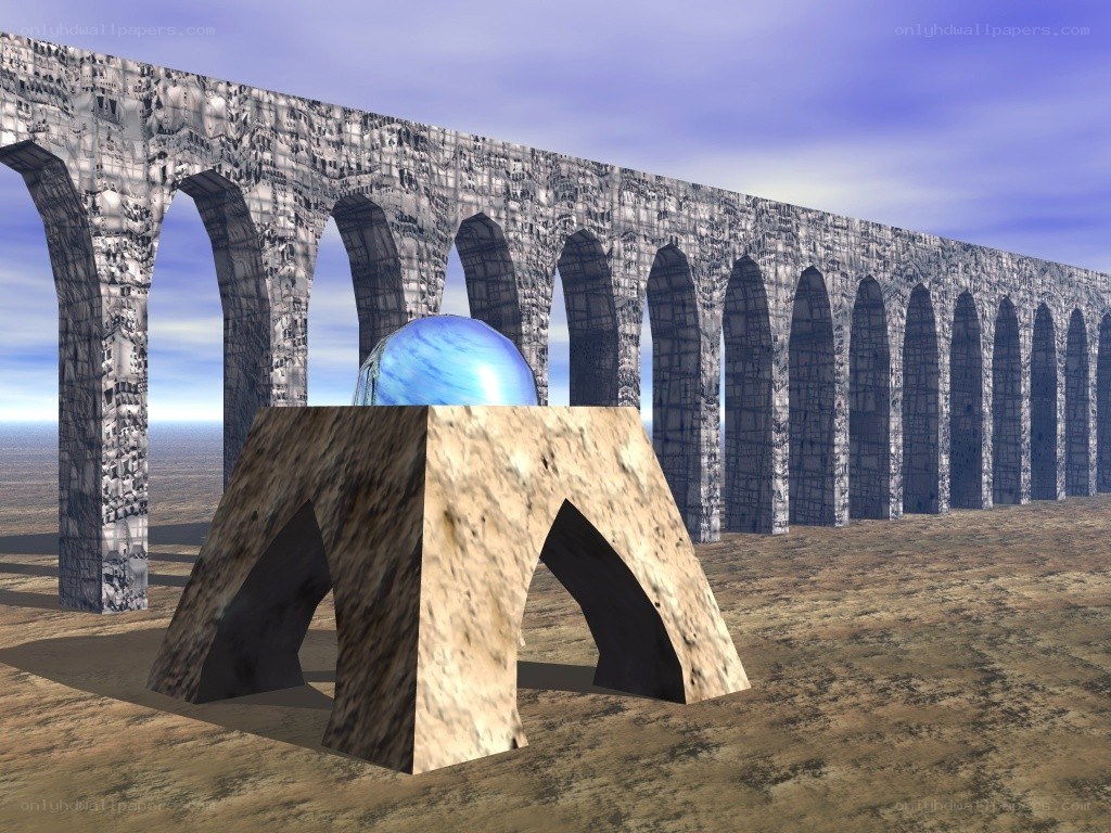 digital sculpture with aqueduct