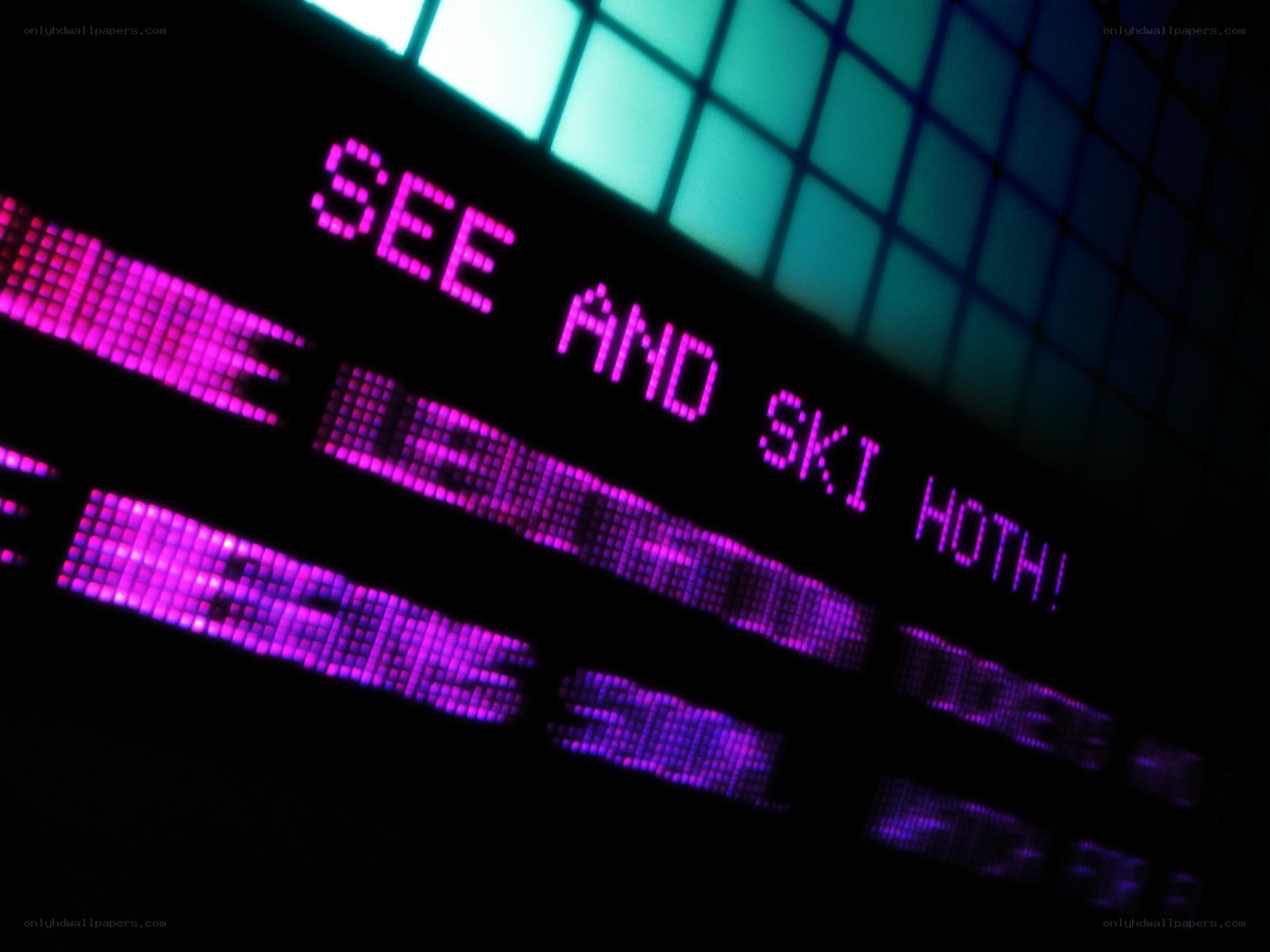 digital sign with purple text