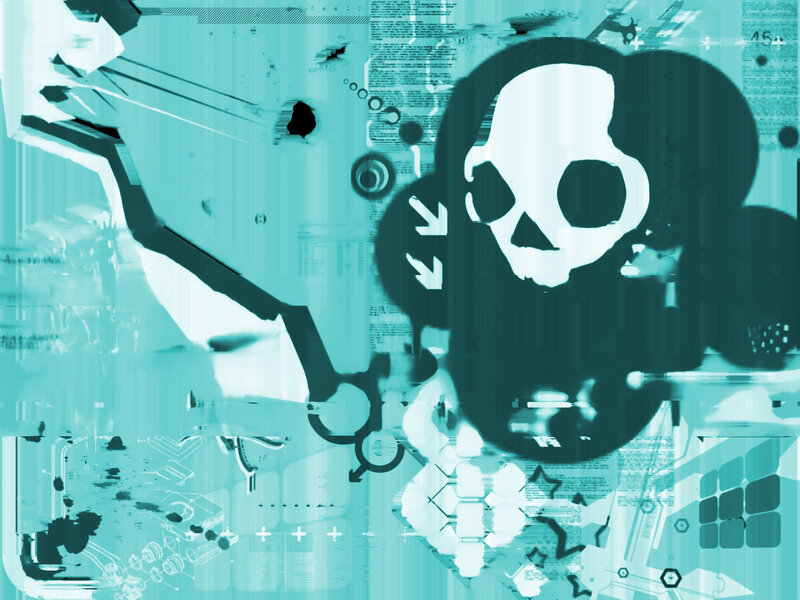 digital skull glitch art