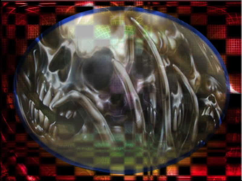 digital skull in a futuristic interface
