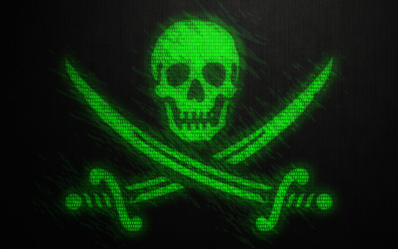 Digital skull in binary code