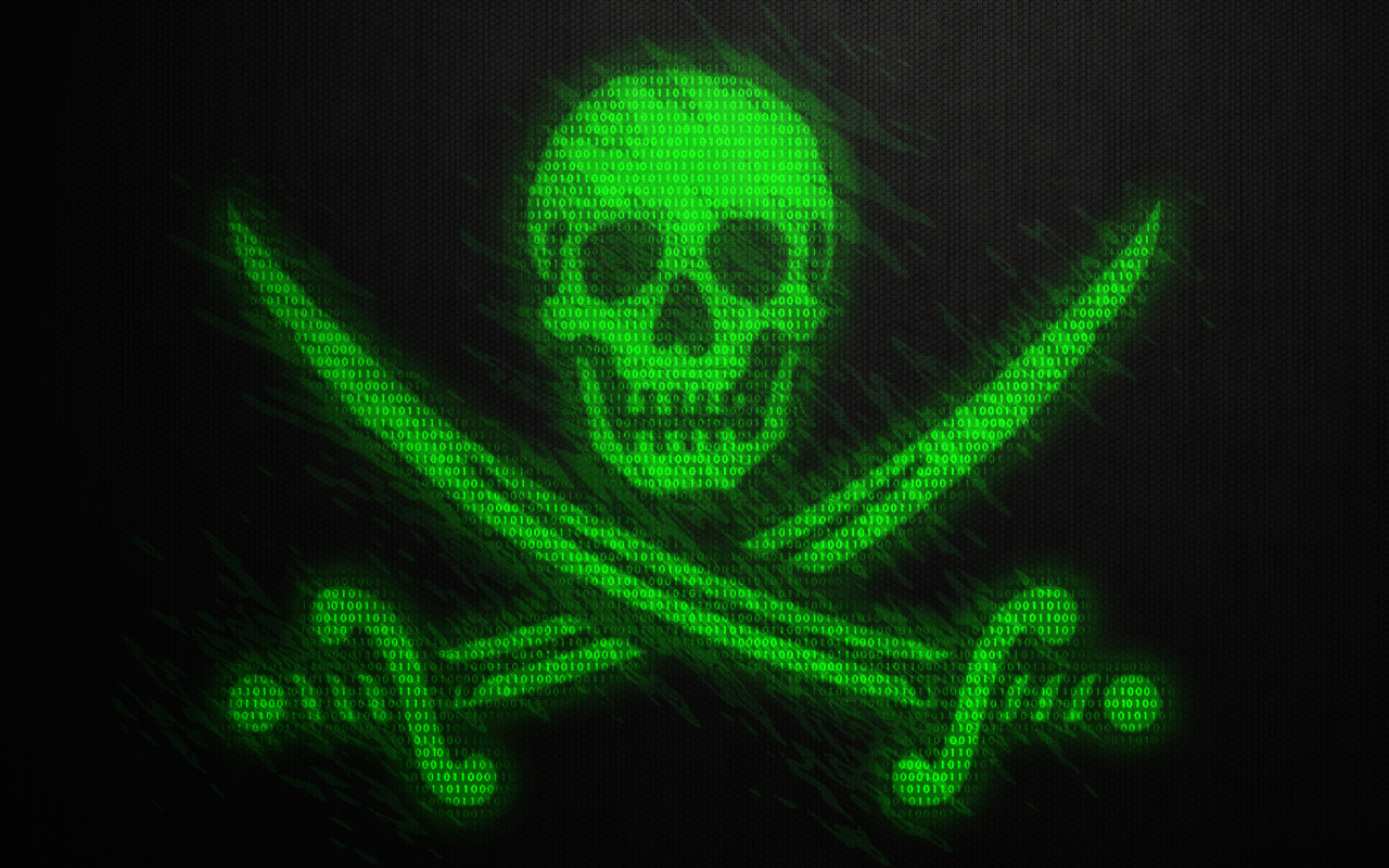 Digital skull in binary code