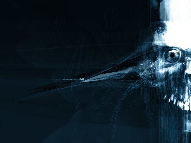 digital skull with glitch effect