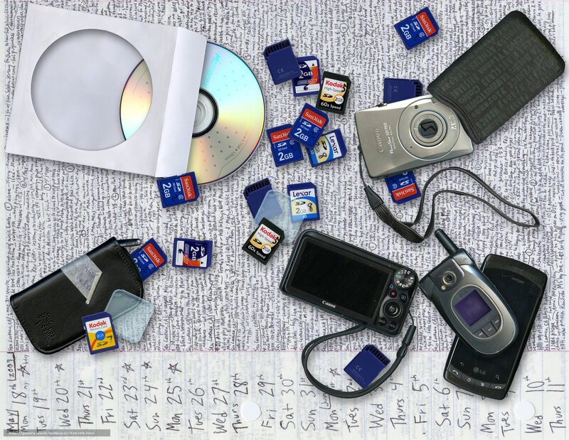 Digital storage devices on notebook paper