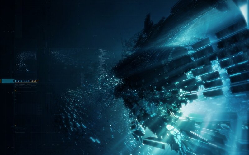 Digital Structure Breaking Apart — Blue