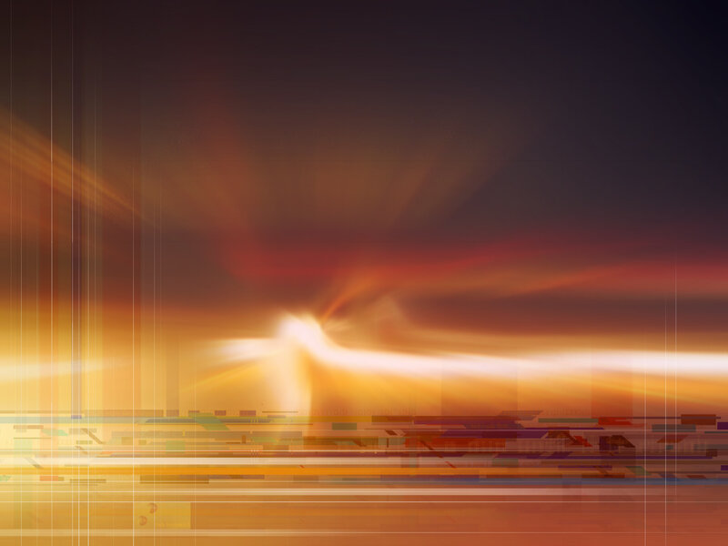 digital sunset with light streaks