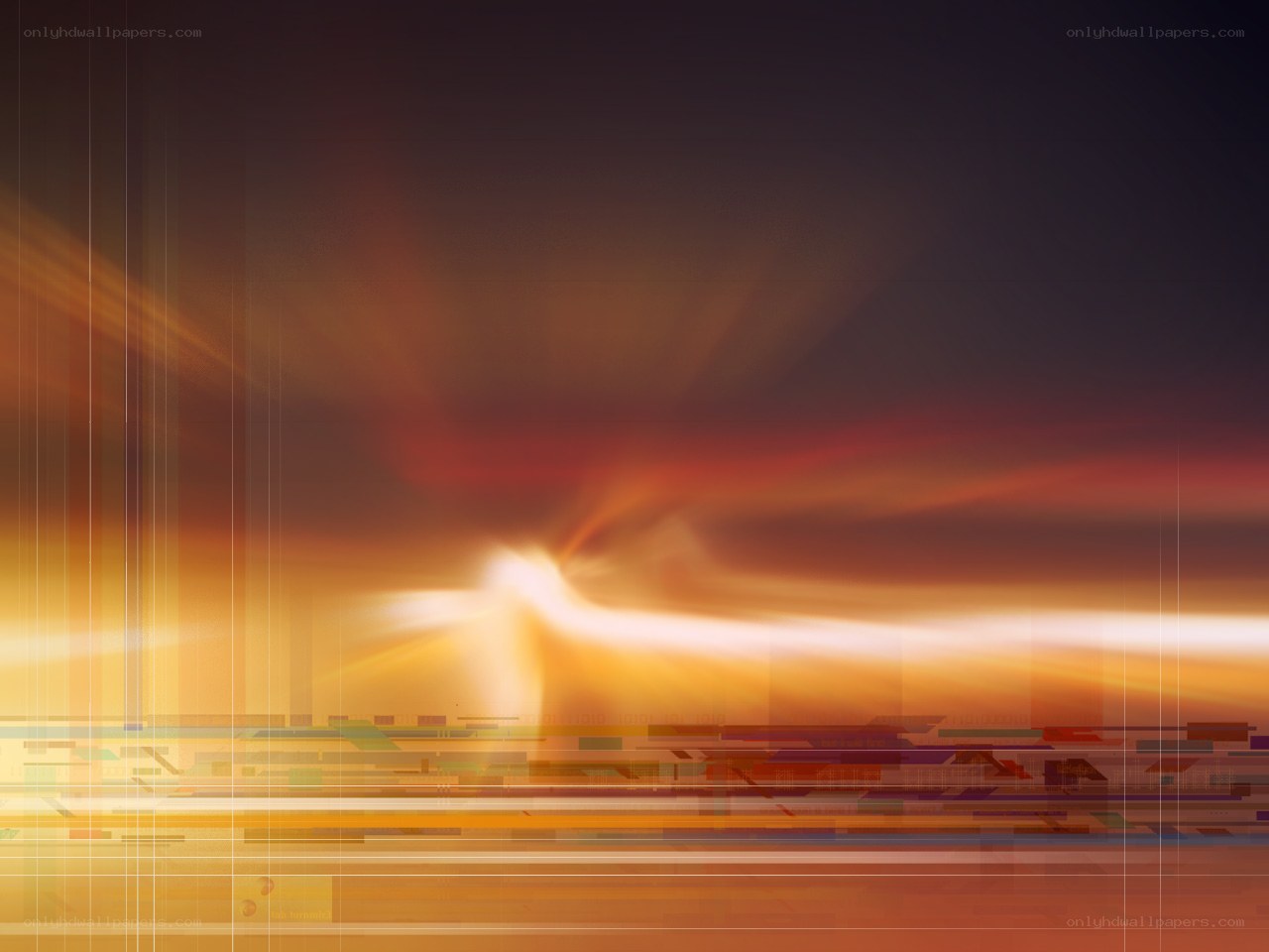 digital sunset with light streaks