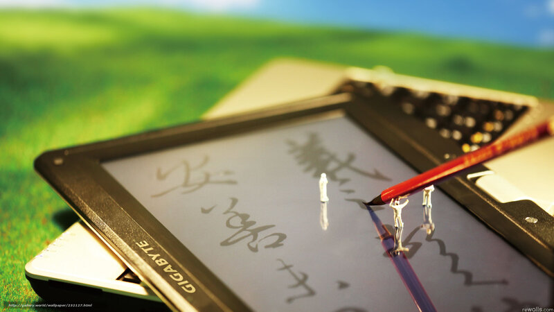 Digital tablet with miniature figures