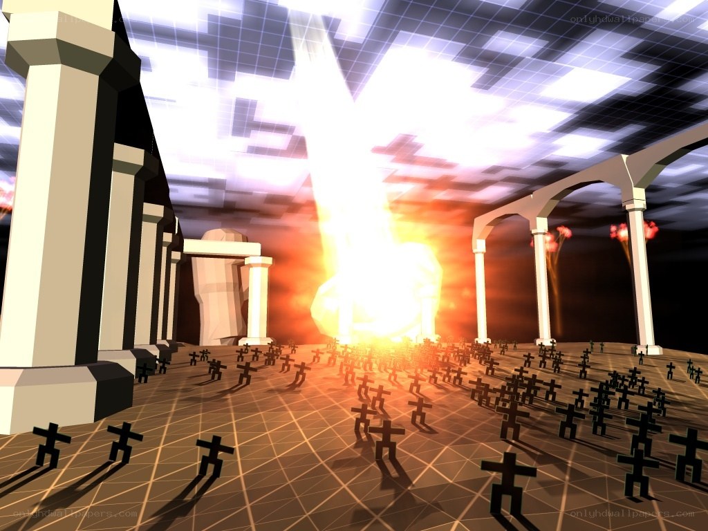 digital temple with glowing light