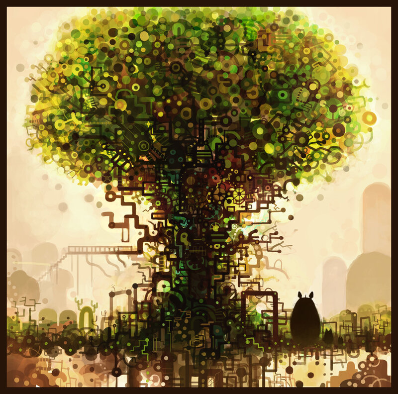 digital tree with circuit patterns