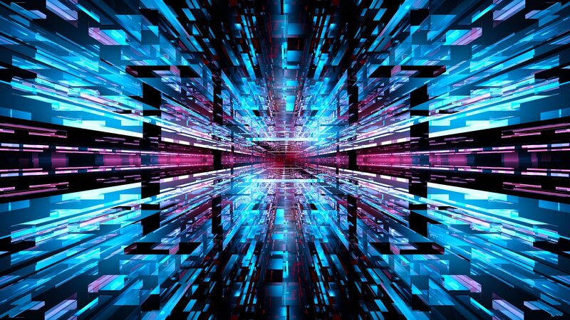 Digital Tunnel of Light — Blue, Futuristic