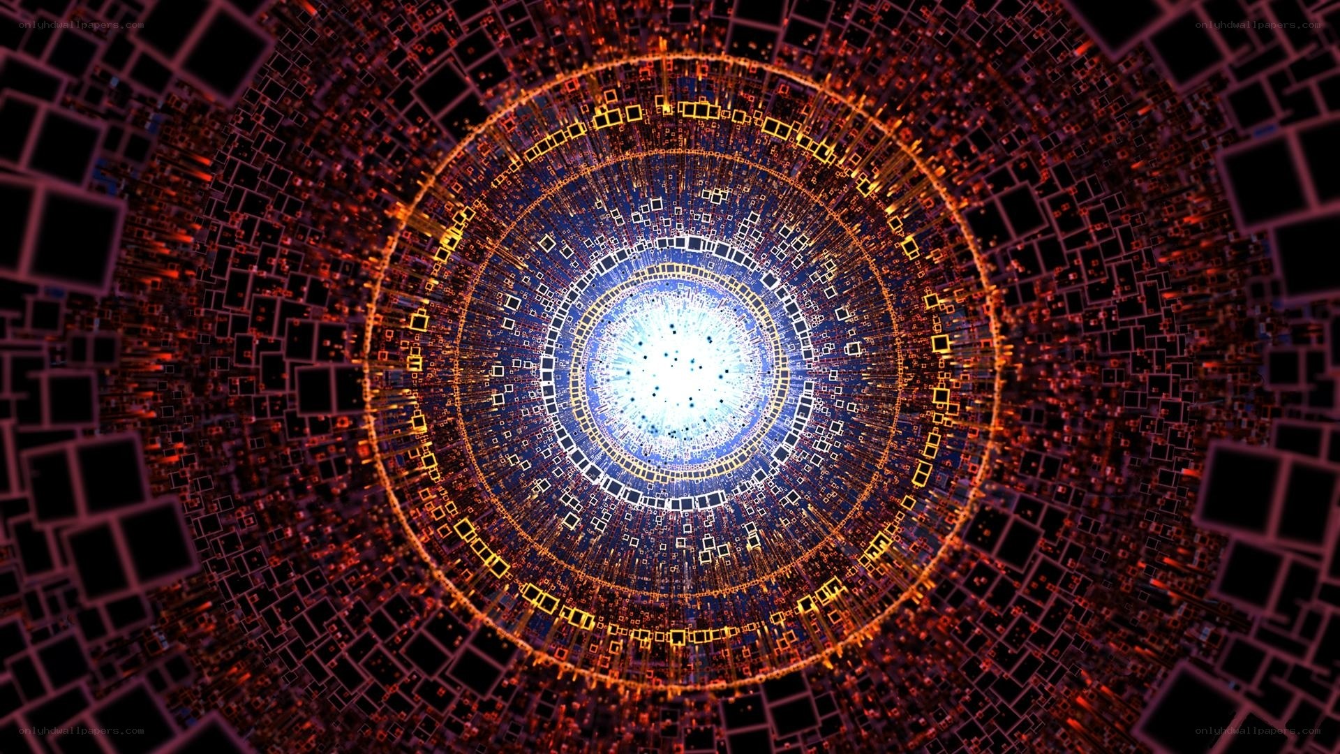 digital tunnel with glowing center