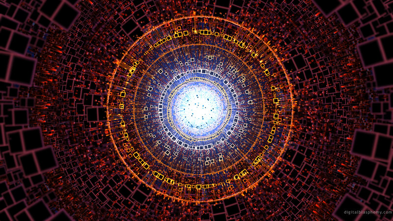 digital tunnel with glowing core