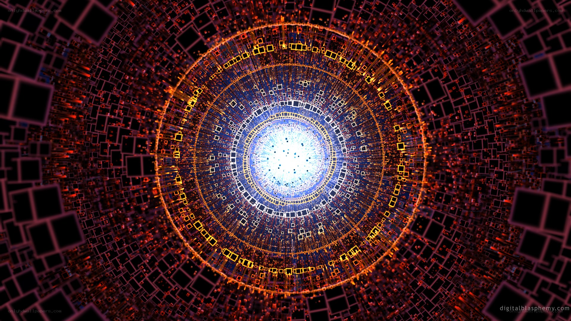 digital tunnel with glowing core