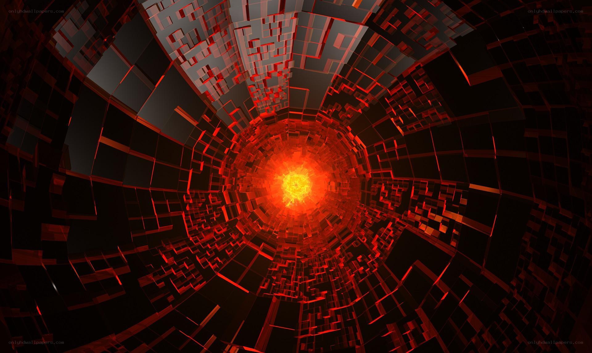 digital tunnel with glowing core