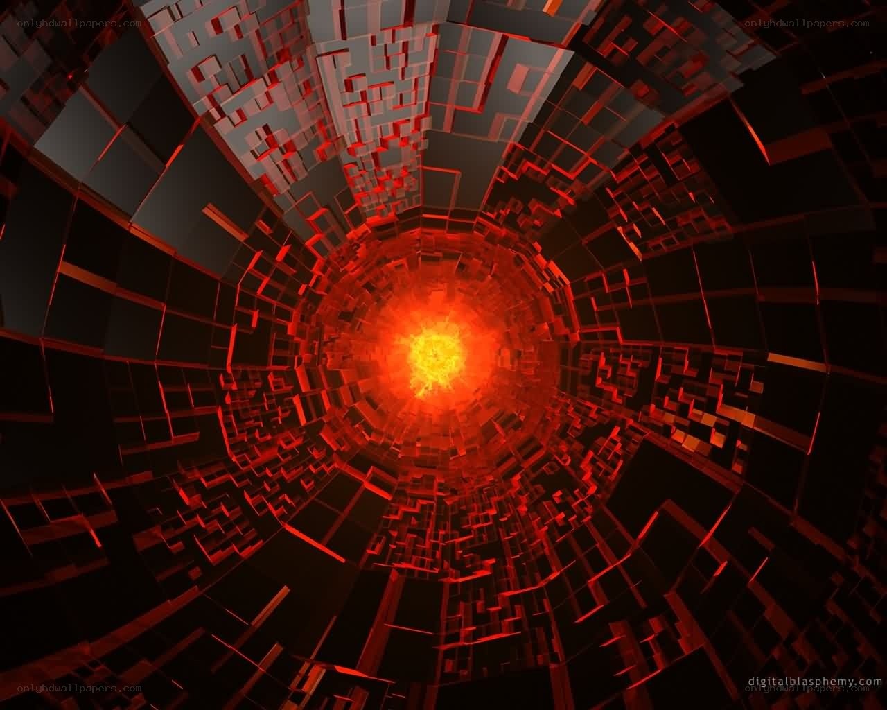 digital tunnel with glowing core