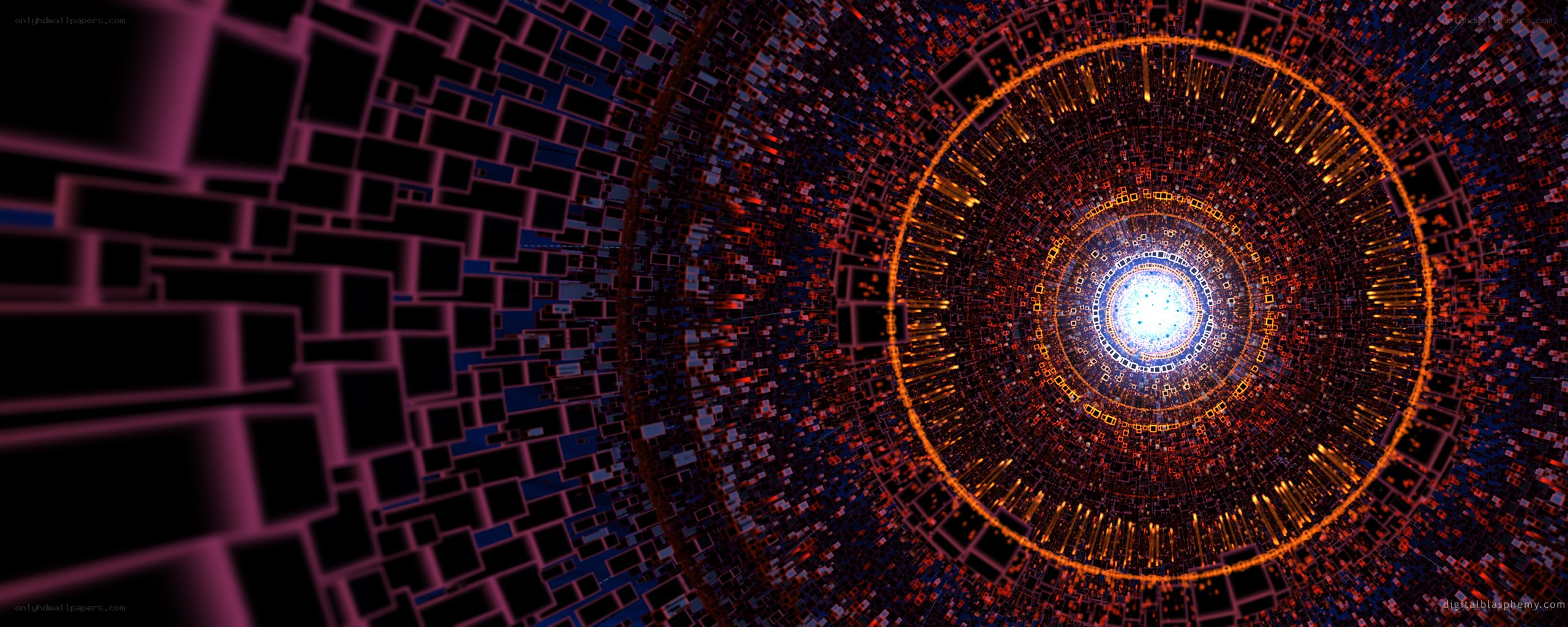 digital tunnel with glowing core