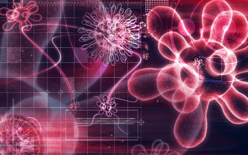 digital virus and cell illustration