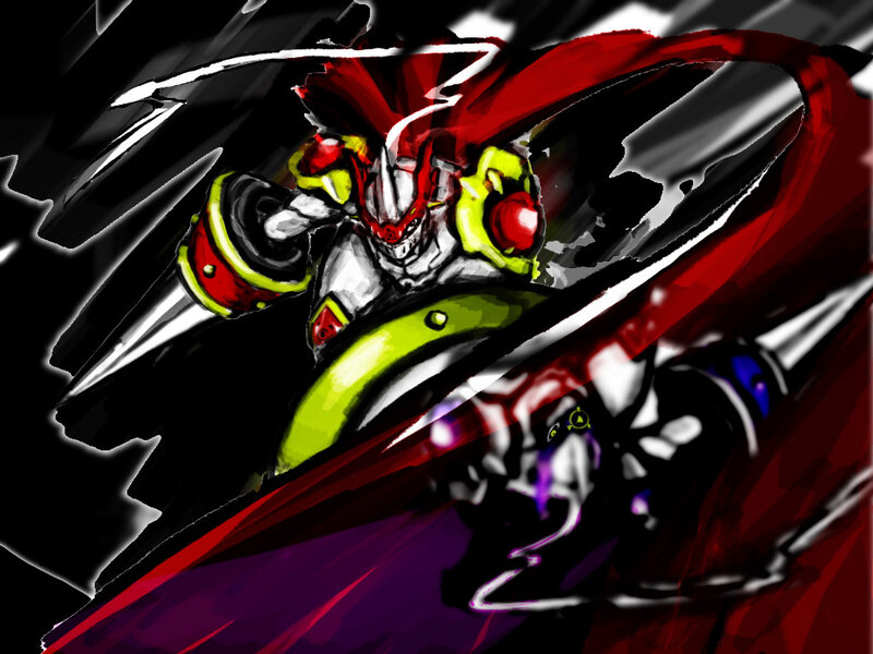 digital warrior in red cape