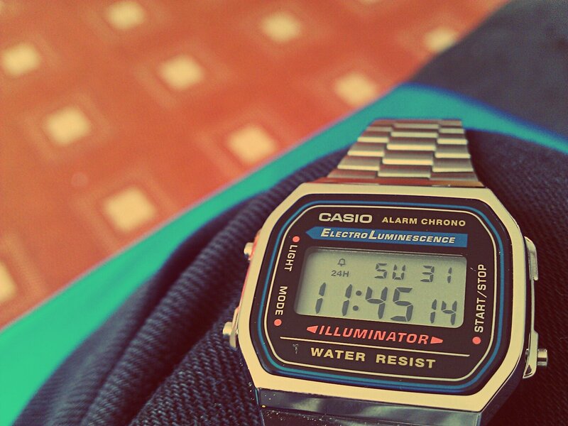 digital watch on fabric