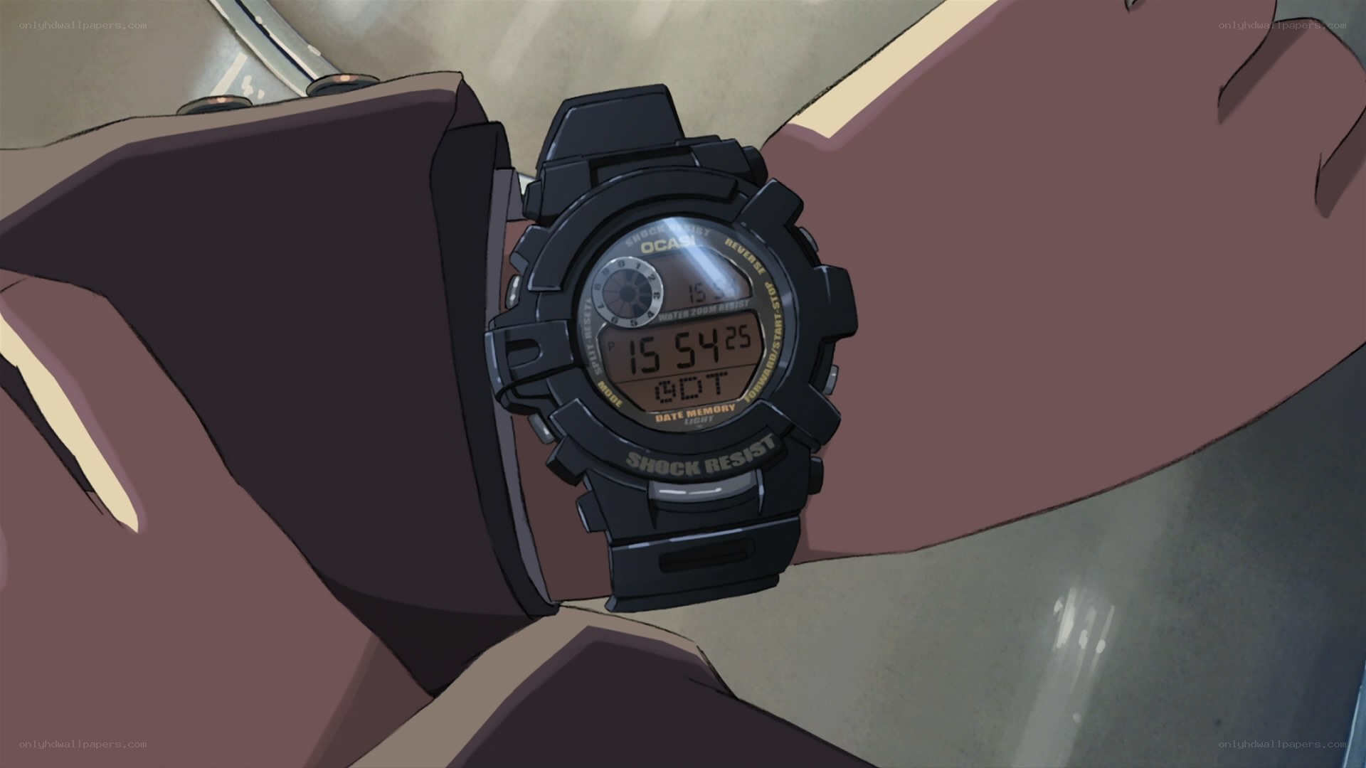 digital watch on wrist