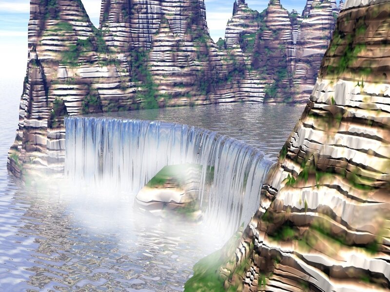 digital waterfall landscape