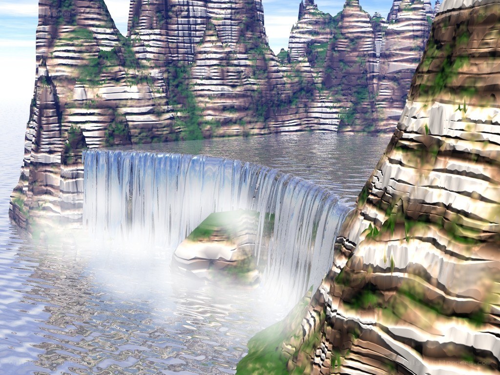 digital waterfall landscape