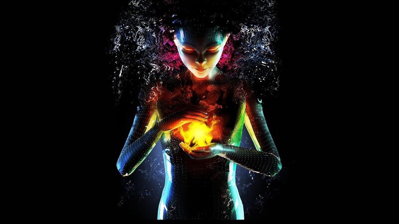 digital woman holding glowing orb