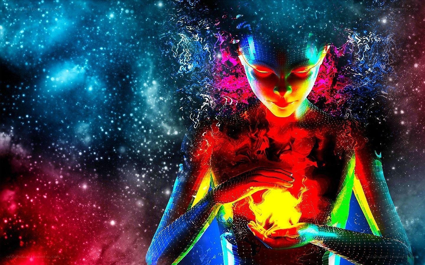 digital woman holding light