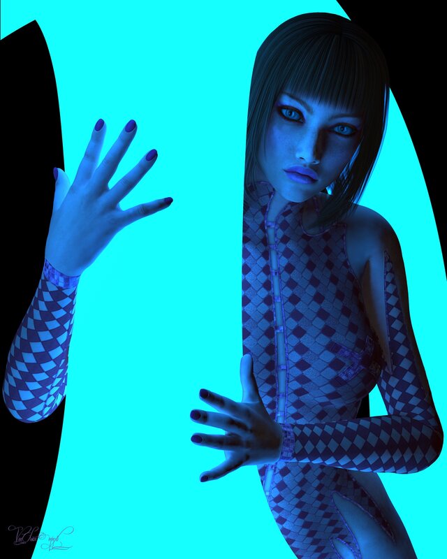 digital woman in checkered suit