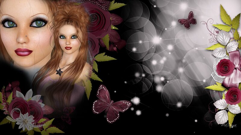 Digital Woman with Butterflies