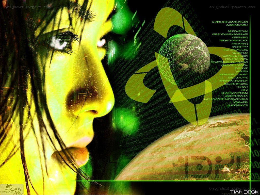 digital woman with earth