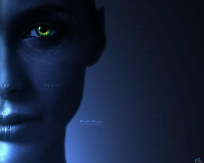 digital woman with glowing eye