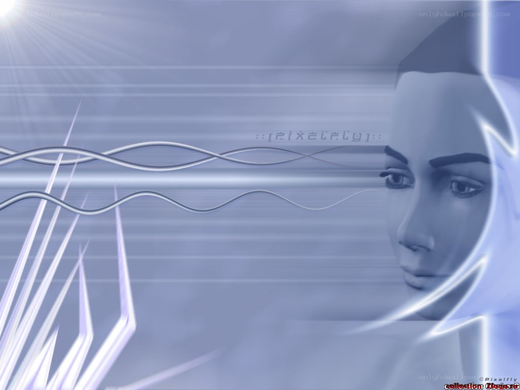 digital woman with light waves