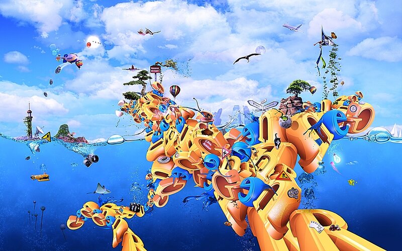digital world collage