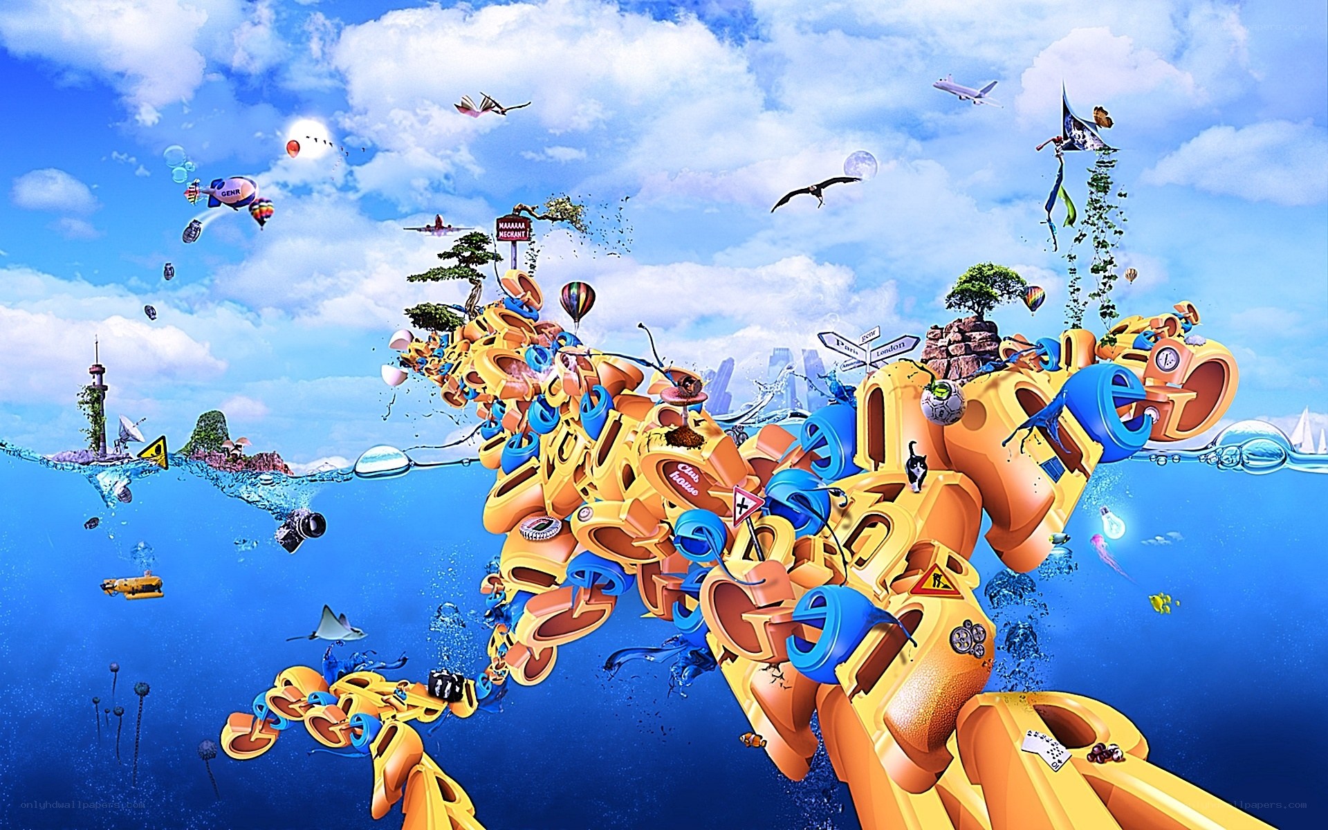 digital world collage