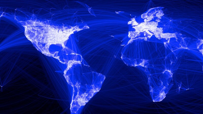 Digital World Map — Blue