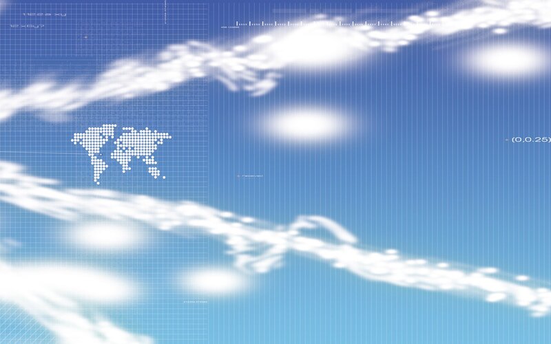 digital world map with clouds