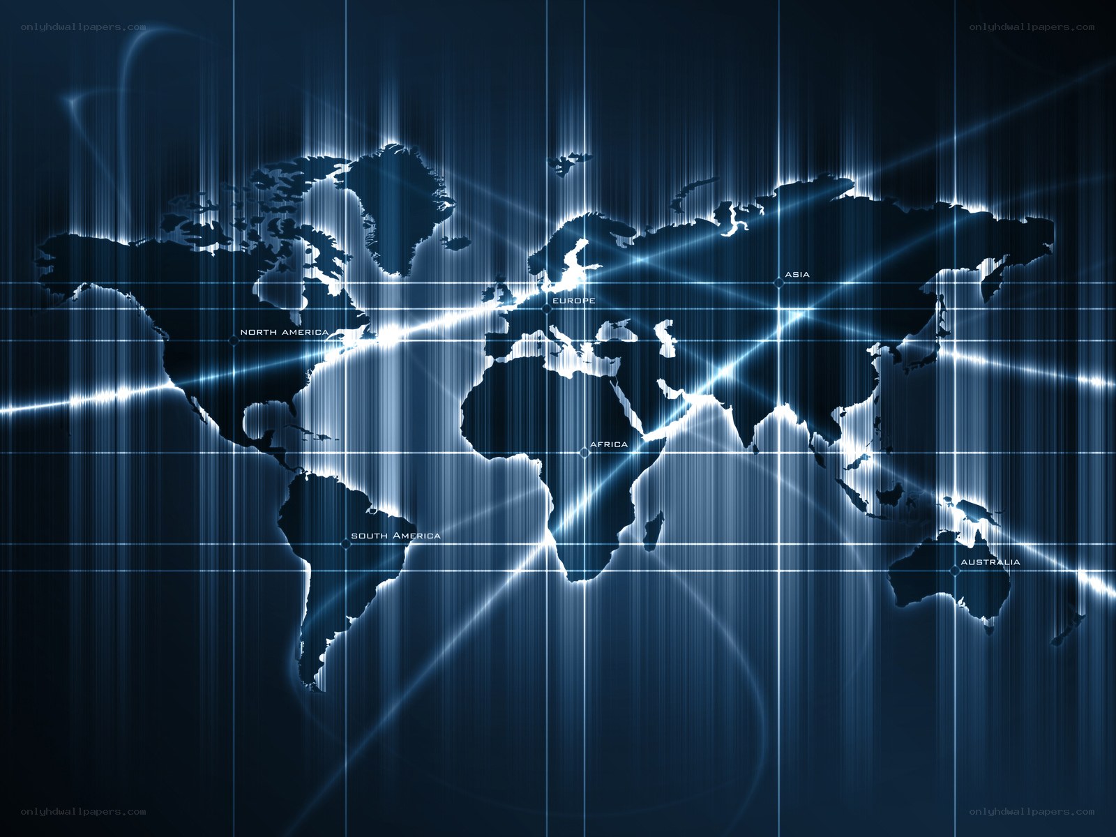 digital world map with glowing lines