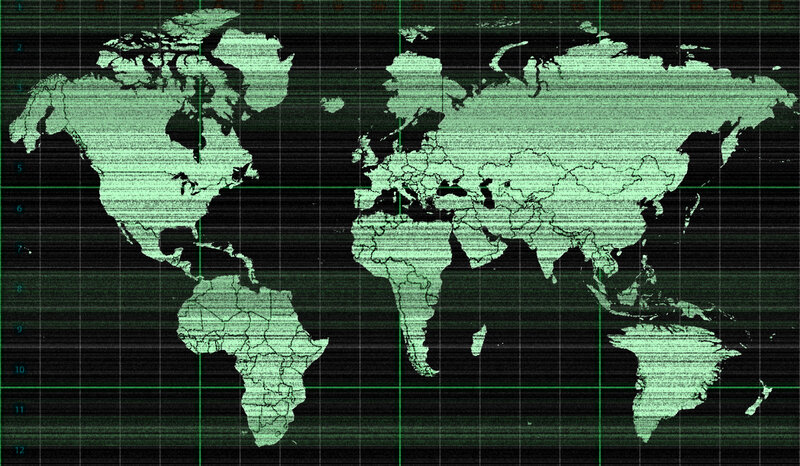 digital world map with grid