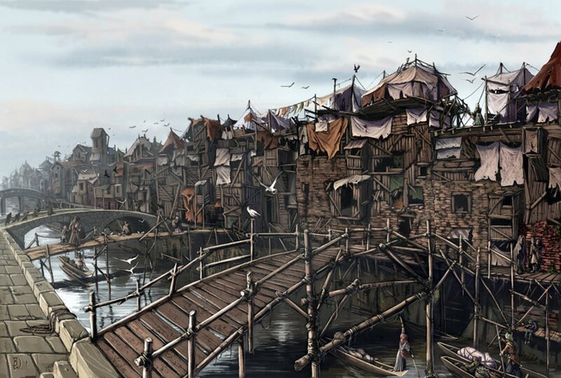 Dilapidated riverside settlement