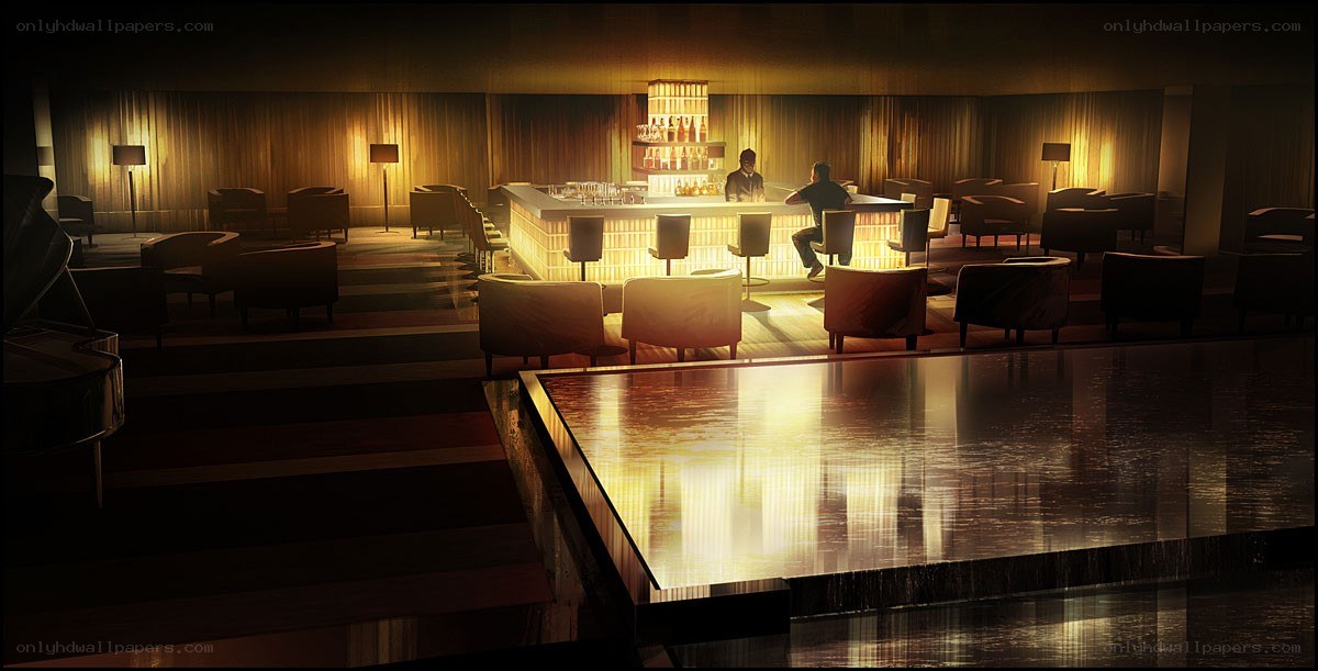 dimly lit bar interior