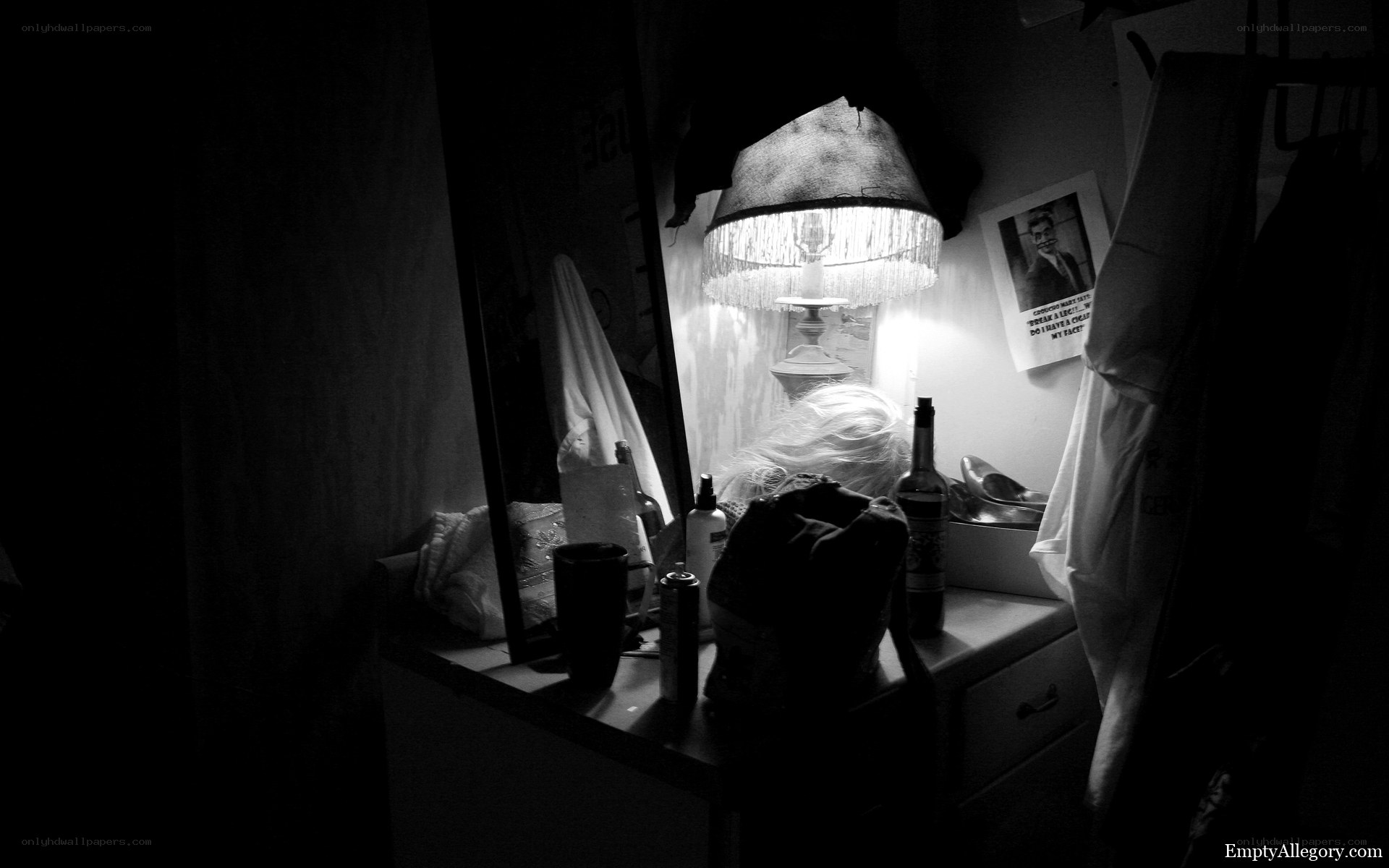 dimly lit bedroom vanity