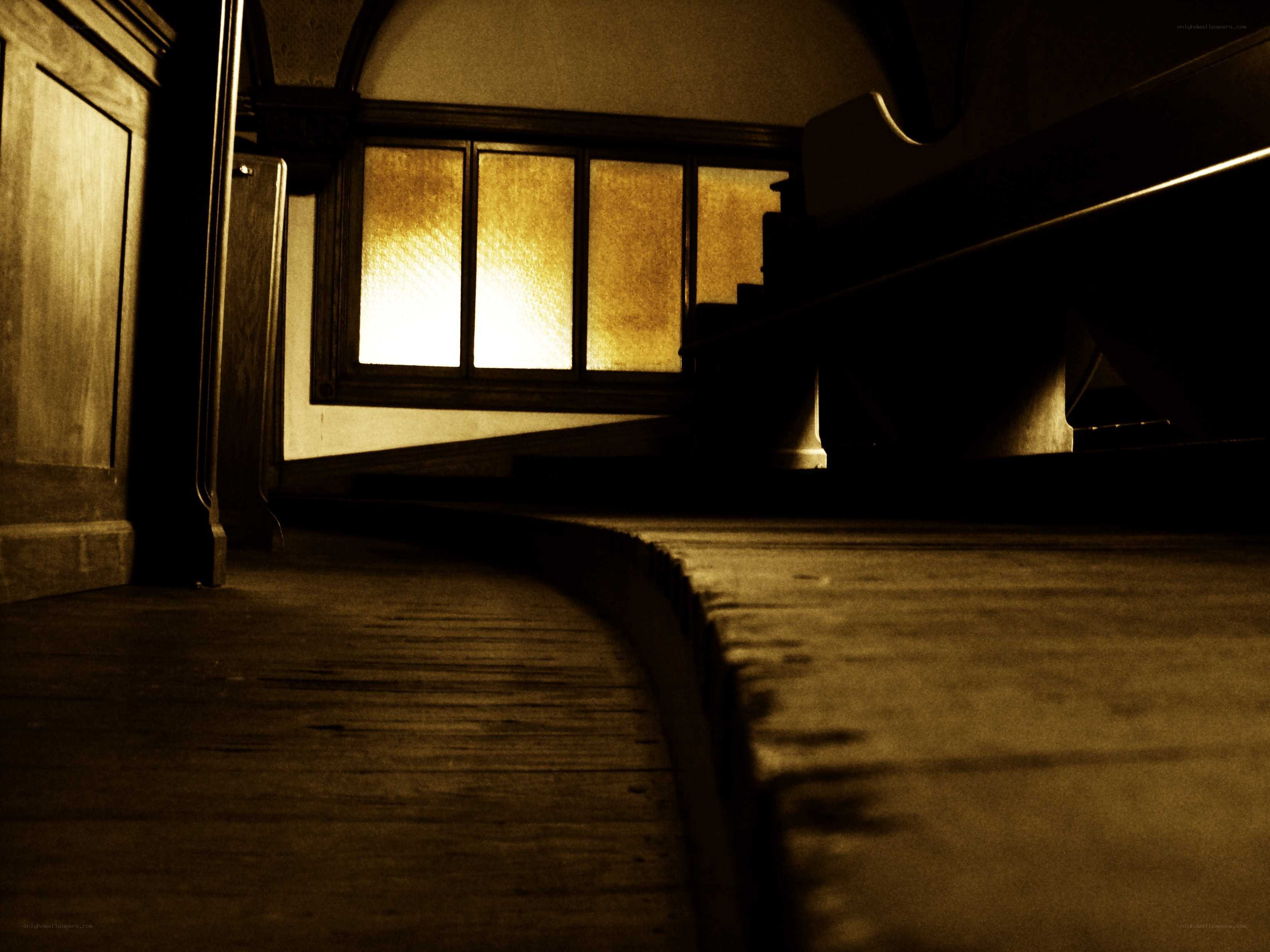 dimly lit church interior