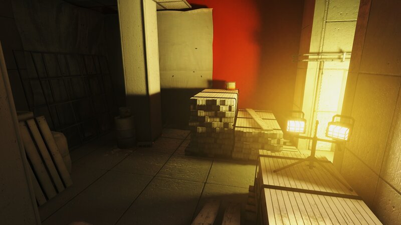 dimly lit storage room
