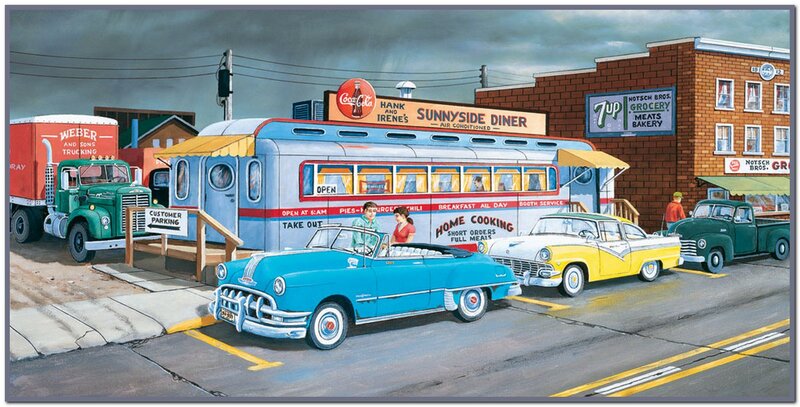 Diner and Vintage Cars