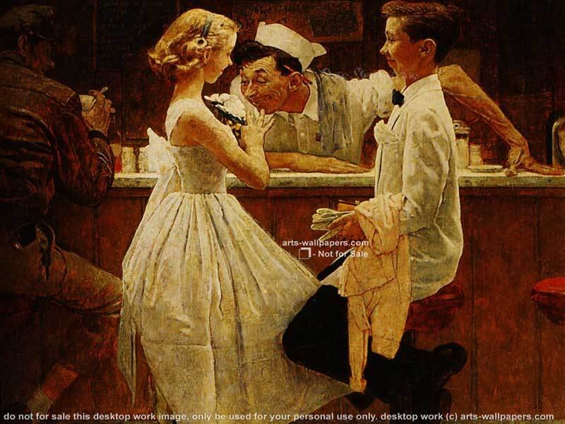 Diner couple with waiter