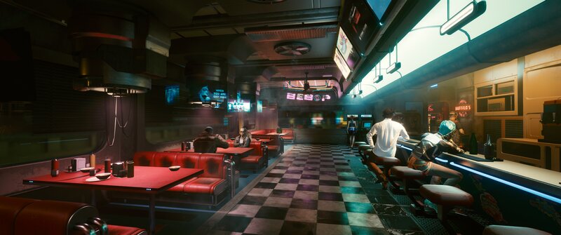 Diner Interior with Patrons