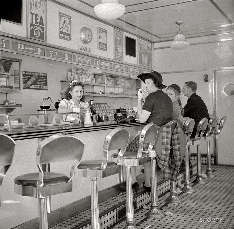Diner patrons at counter