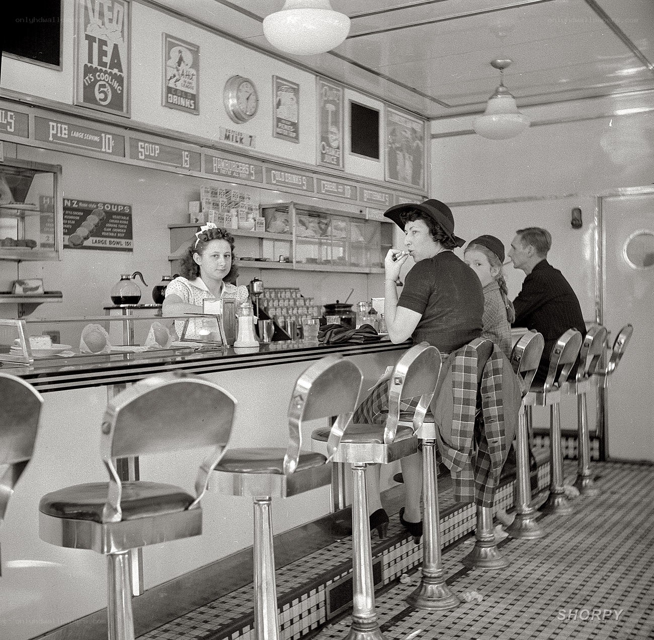 Diner patrons at counter